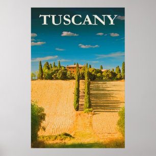 Toscany Italy Vintage Travel Poster