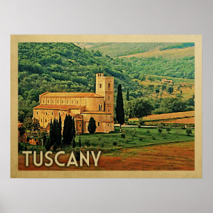 Toscany Italy Vintage Travel Poster
