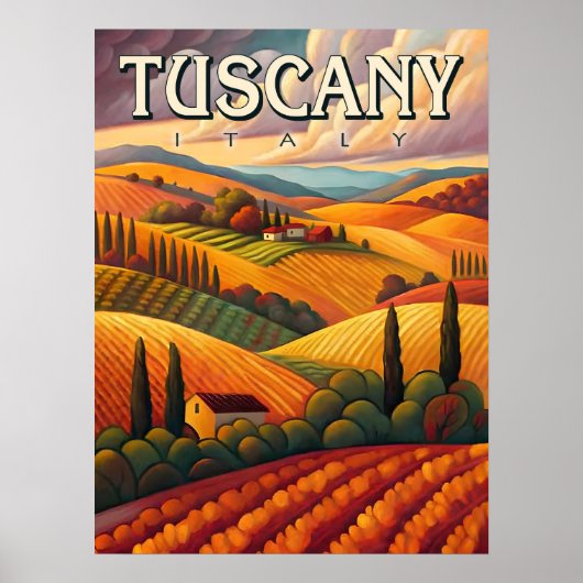 Toscany Italy Vintage Travel Poster (Voorkant)
