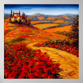 Toscany Spring Road tot Villa Poster