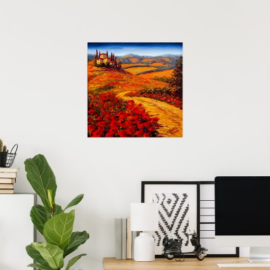 Toscany Spring Road tot Villa Poster (Thuiskantoor)