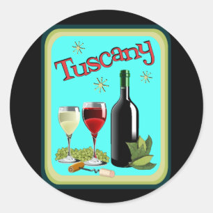 Toscany Travel Poster Ronde Sticker
