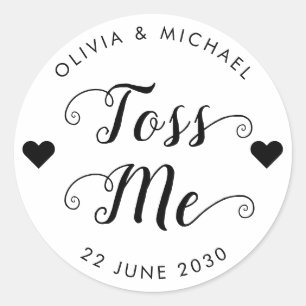 Toss Me Confetti bruiloft gunst script hart Ronde Sticker