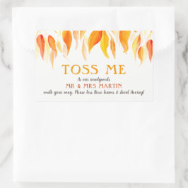 Toss me vertrekt de trouwconfetti instructie rechthoekige sticker