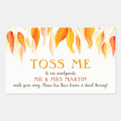 Toss me vertrekt de trouwconfetti instructie rechthoekige sticker (Voorkant)