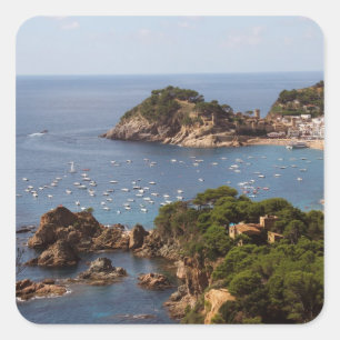 TOSSA DE MAR. Stad gelegen in de Costa Brava. Vierkante Sticker