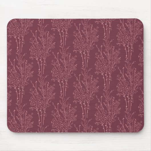 Tossed Floral Silhouette Botanical | Deep Burgundy Muismat (Voorkant)