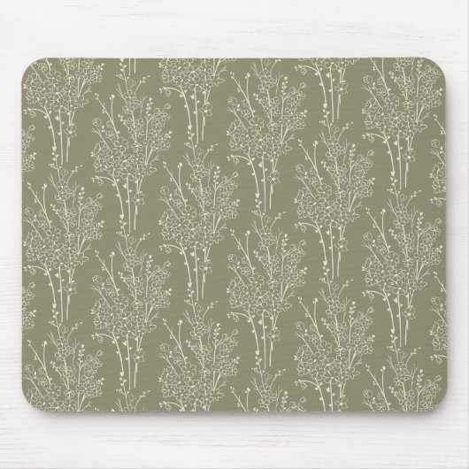 Tossed Floral Silhouette Botanical | Muted Khaki Muismat (Voorkant)
