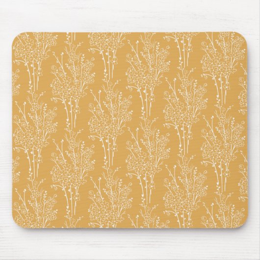 Tossed Floral Silhouette Botanical | Muted Ochre Muismat (Voorkant)
