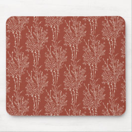 Tossed Floral Silhouette Botanical | Rust Red Muismat