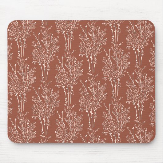 Tossed Floral Silhouette Botanical | Rusty Sienna Muismat (Voorkant)