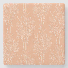Tossed Floral Silhouette Botanical | Soft Apricot Stenen Onderzetter