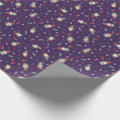 Tossed Gnomes Wrapped in Lights on Deep Purple Cadeaupapier (Hoek)