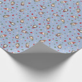 Tossed Gnomes Wrapped in Lights on Light Blue Cadeaupapier (Hoek)
