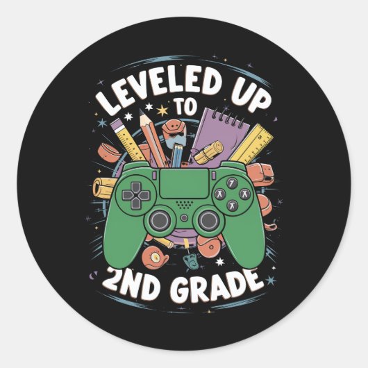 Tot 2e graad gamer terug naar school ronde sticker (Voorkant)