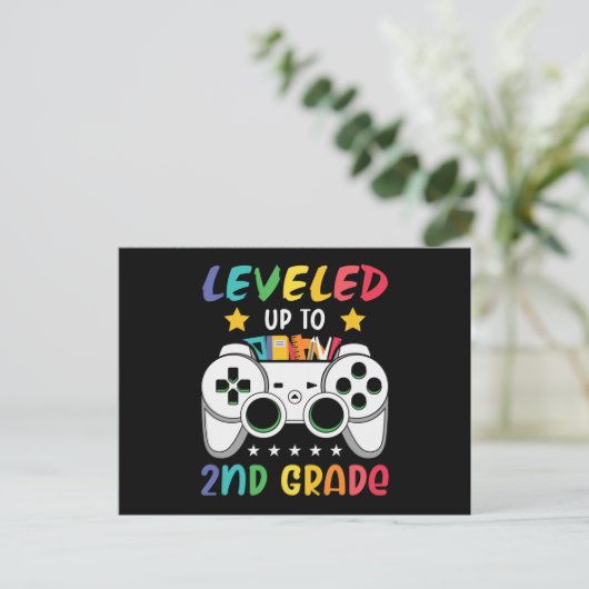 Tot 2e graad terug naar schoolvideogamer briefkaart (Staand voorkant)