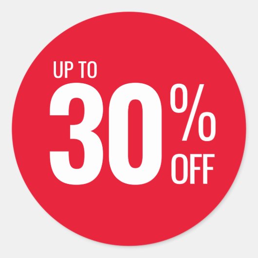 Tot 30% korting op (Dertig) verkoop kleinhandel Ronde Sticker (Voorkant)