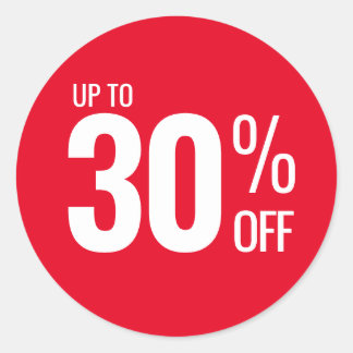 Tot 30% korting op (Dertig) verkoop kleinhandel Ronde Sticker