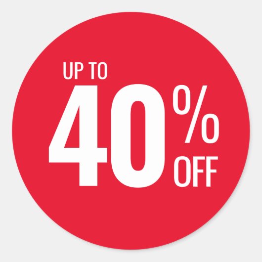 Tot 40% korting op (veertig) verkoop voor kleine b ronde sticker (Voorkant)