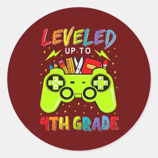 Tot 4 graden gamer terug naar school ronde sticker (Voorkant)
