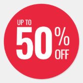 Tot 50% korting op (vijftig) verkoop voor kleine b ronde sticker (Voorkant)