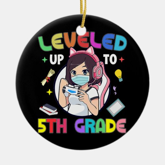 Tot 5e graad terug naar schoolgamer keramisch ornament (Voorkant)