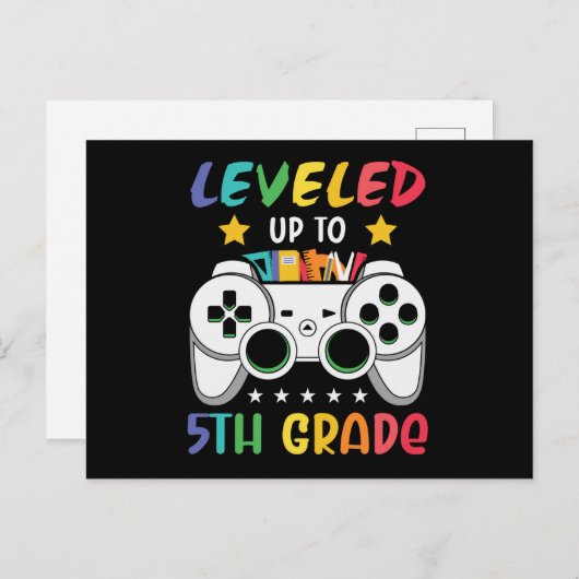 Tot 5e graad terug naar schoolvideogamer briefkaart (Voorkant / Achterkant)