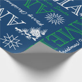 Tot 6 Letters Naam of Tekst Kerstmis Blauw Groen Cadeaupapier (Hoek)