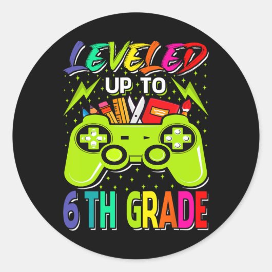 Tot 6e graad gamer terug naar school ronde sticker (Voorkant)