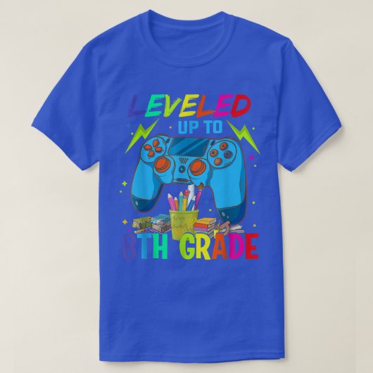 Tot 8e graad terug naar schoolvideospel t-shirt (Design voorkant)