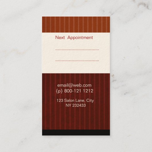 Tot aan de Aarde Salon Hair Stylist Makeup Artist Afsprakenkaartje (Achterkant)