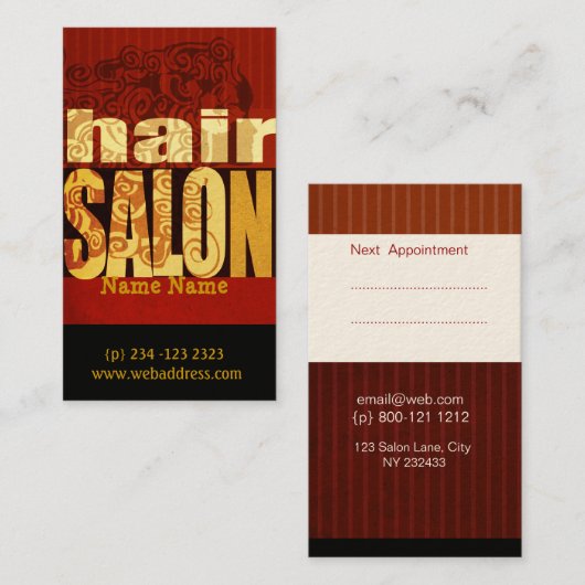 Tot aan de Aarde Salon Hair Stylist Makeup Artist Afsprakenkaartje (Voorkant / Achterkant)