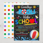 Tot Dag Zwembad Hallo School Feest Uitnodiging (Voorkant / Achterkant)