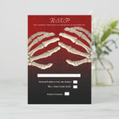 Tot de dood Bloed Rode Skelet Goud Bruiloft RSVP Kaart (Staand voorkant)