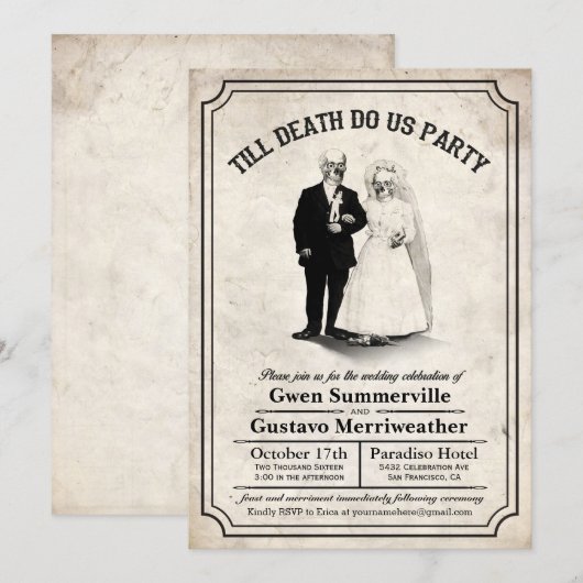 Tot de dood brengen wij ons partij in het huwelijk kaart (Voorkant / Achterkant)