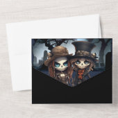 Tot de dood bruids skeletten all in one uitnodiging (Achterkant)