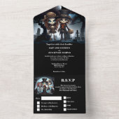 Tot de dood bruids skeletten all in one uitnodiging (Binnen)