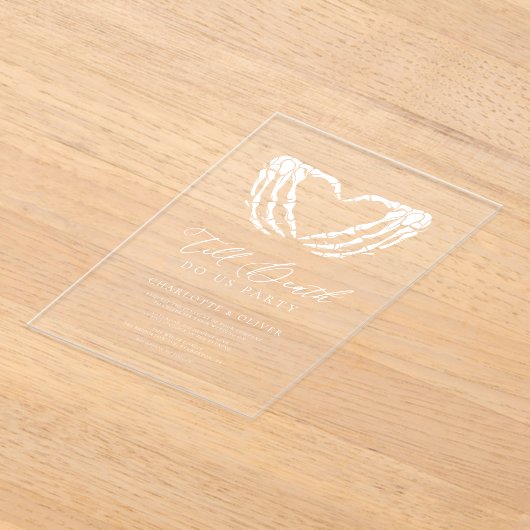 Tot de dood Chic Modern Gotisch Bruiloft Acryl Uitnodigingen (Laagn)