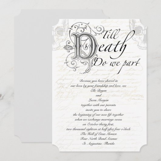 Tot de dood delen we het schedelscript huwelijk. kaart (Voorkant / Achterkant)