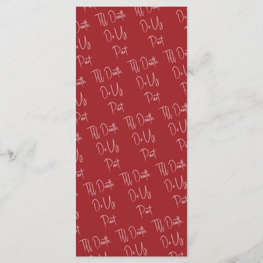 Tot de dood Doe ons deel Skelet Bruiloft Rood Menu (Achterkant)