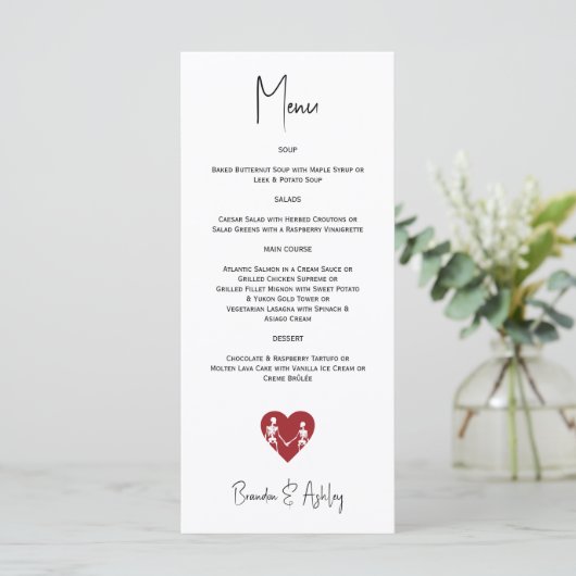 Tot de dood Doe ons deel Skelet Bruiloft Rood Menu (Staand voorkant)
