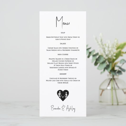 Tot de dood Doe ons deel Skelet Bruiloft Wit Menu (Staand voorkant)