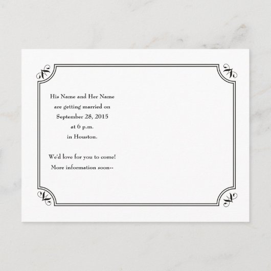 Tot de dood Doe ons deel skelet Save the Date Aankondigingskaart (Achterkant)