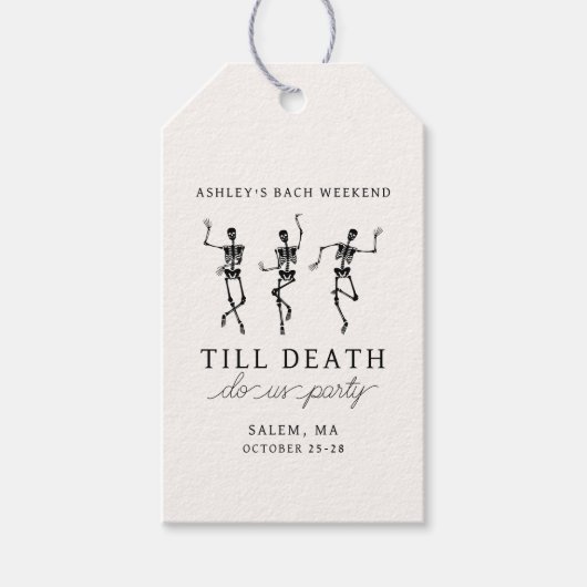 Tot de dood, doe ons feest vrijgezellenweekend cadeaulabel (Voorkant)