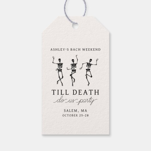 Tot de dood, doe ons feest vrijgezellenweekend cadeaulabel (Achterkant)