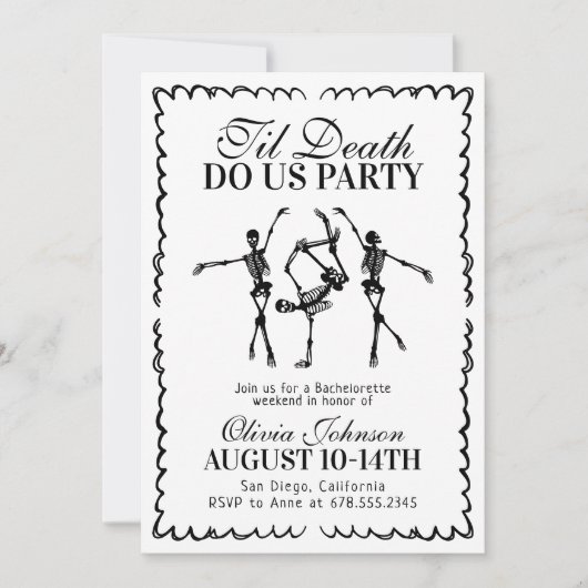 Tot de dood, doe ons feest vrijgezellenweekend kaart (Voorkant)