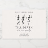 Tot de dood, doe ons feest vrijgezellenweekend likeurfles etiket (Enkel label)