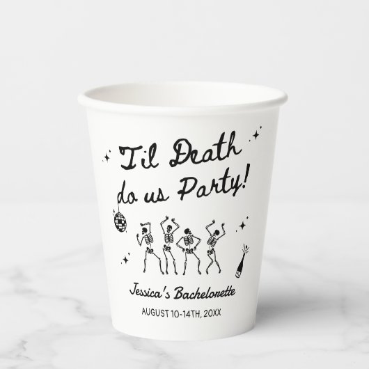 Tot de dood, doe ons feest vrijgezellenweekend papieren bekers (Voorkant)