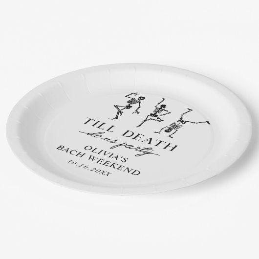 Tot de dood, doe ons feest vrijgezellenweekend papieren bordje (Gekanteld)