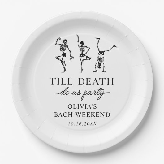Tot de dood, doe ons feest vrijgezellenweekend papieren bordje (Voorkant)